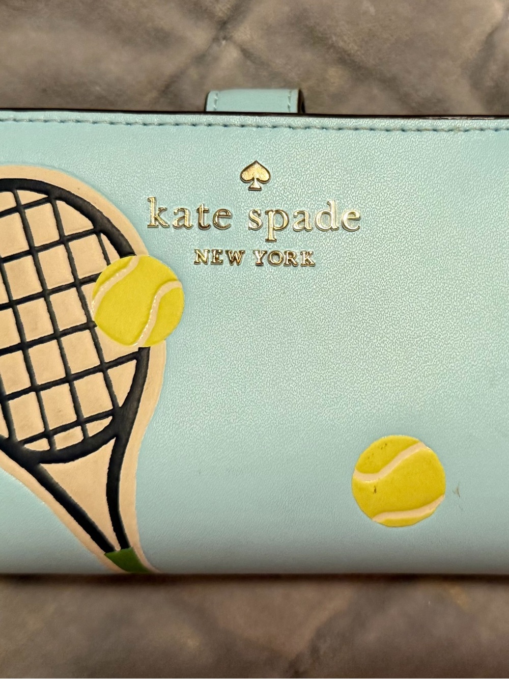 kate spade Light Blue Wallet with Yellow Tennis Ball Motif - Picture 2 of 5